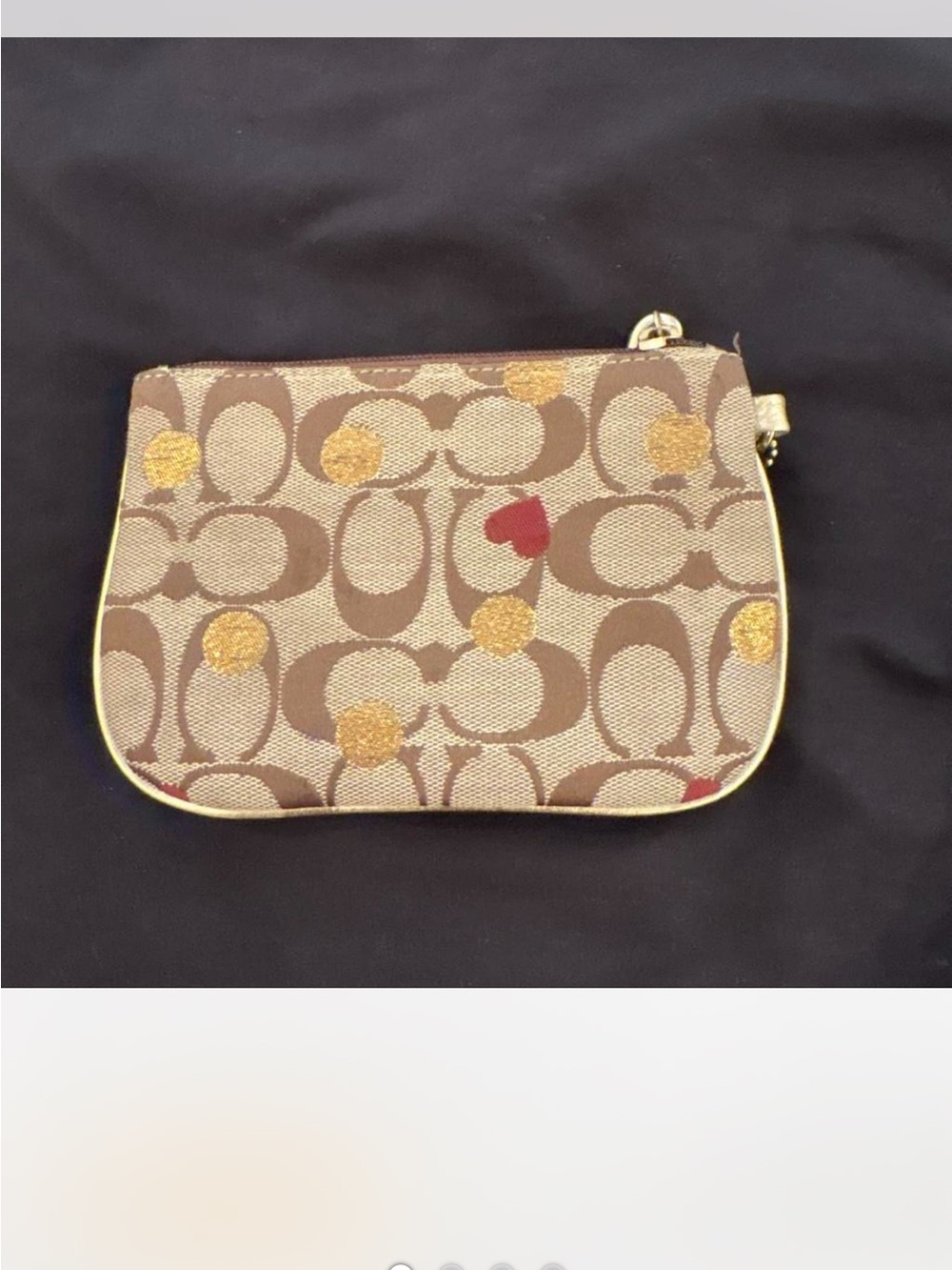 Coach Signature Canvas Wristlet in Brown with Gold Accents